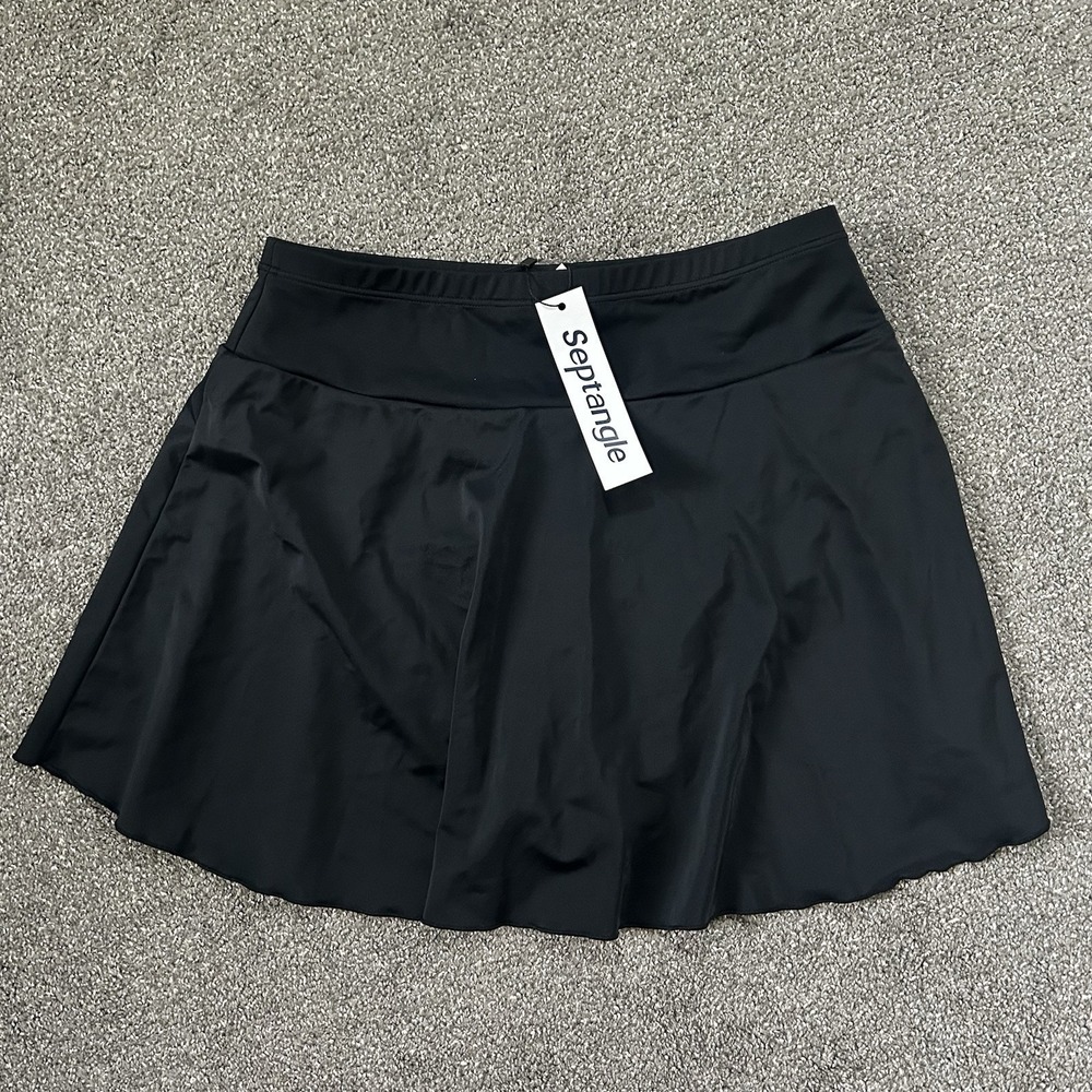 NEW Septangle Swim Skirt Skirtini Black Size 14 Swimsuit Bottom NWT